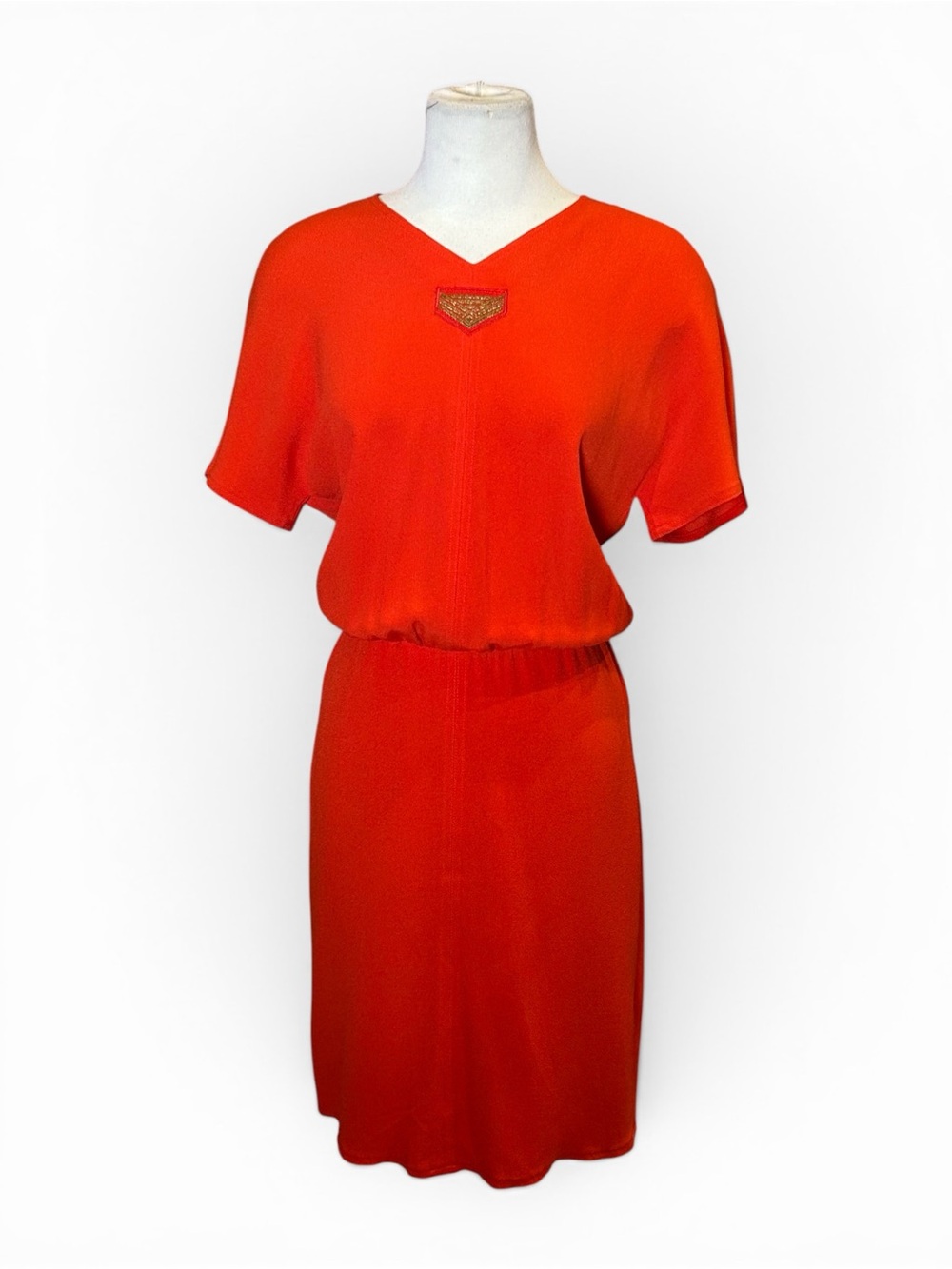 Vintage 1980s Sonia Rykiel Cap Sleeve Cinch Waist Blouson Crepe Mini Dress